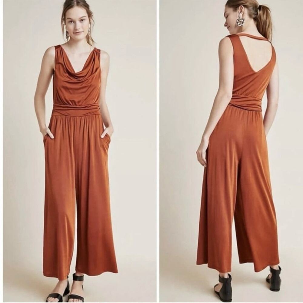 Anthropologie Maeve Wide Leg Enchantment Draped Jumpsuit Sz XS